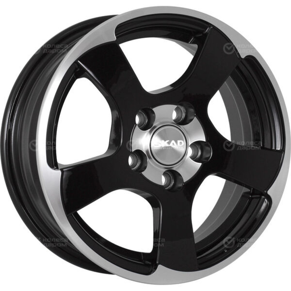 Колесный диск СКАД Акула 6xR16 4x100 ET50 DIA60.1 черный глянцевый с полированной лицевой поверхностью