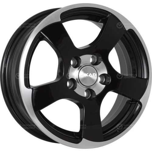 Колесный диск СКАД Акула 6xR16 4x100 ET50 DIA60.1 черный глянцевый с полированной лицевой поверхностью