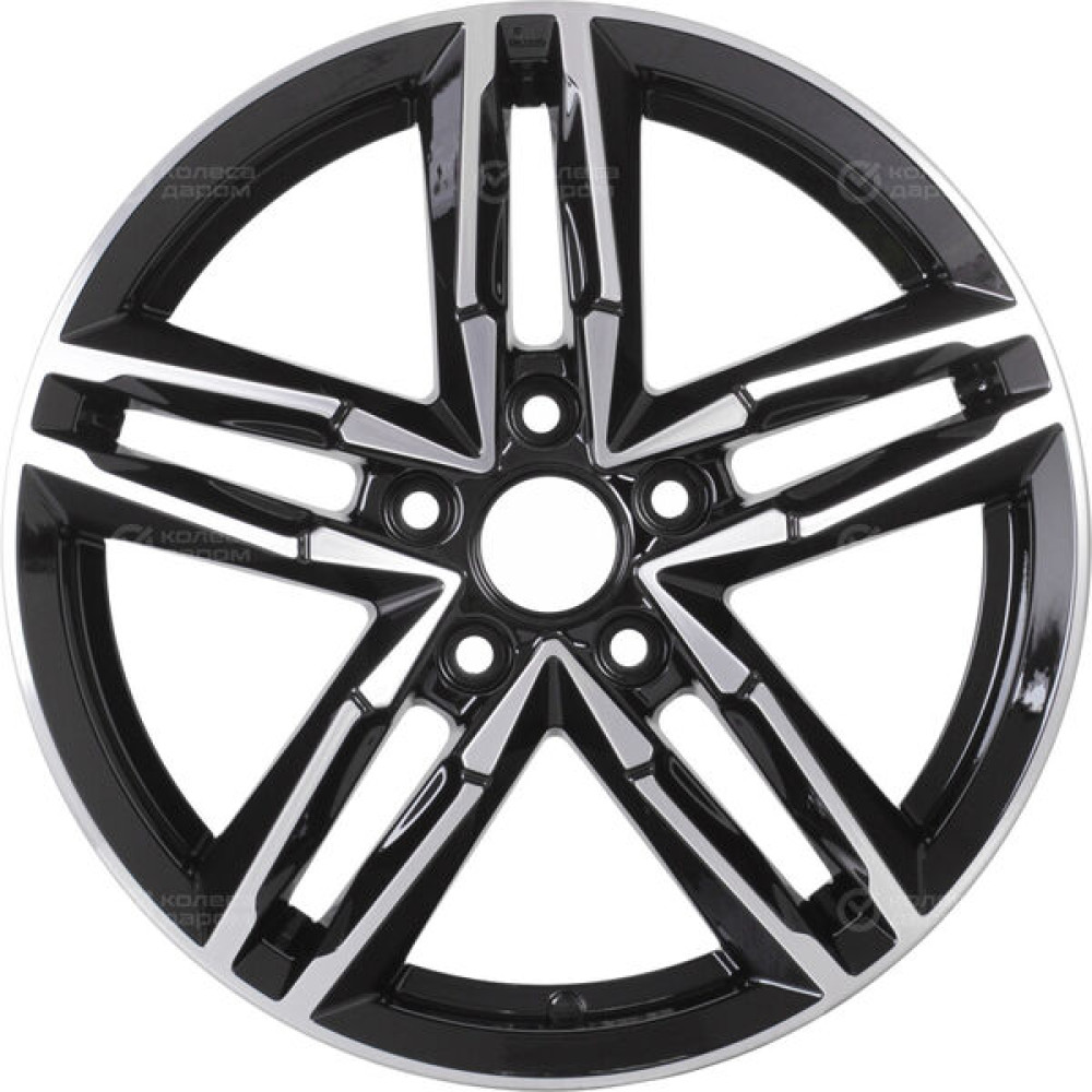 Колесный диск КиК Sayan 6xR16 5x100 ET38 DIA57.1 черный глянцевый с полированными элементами лицевой поверхности