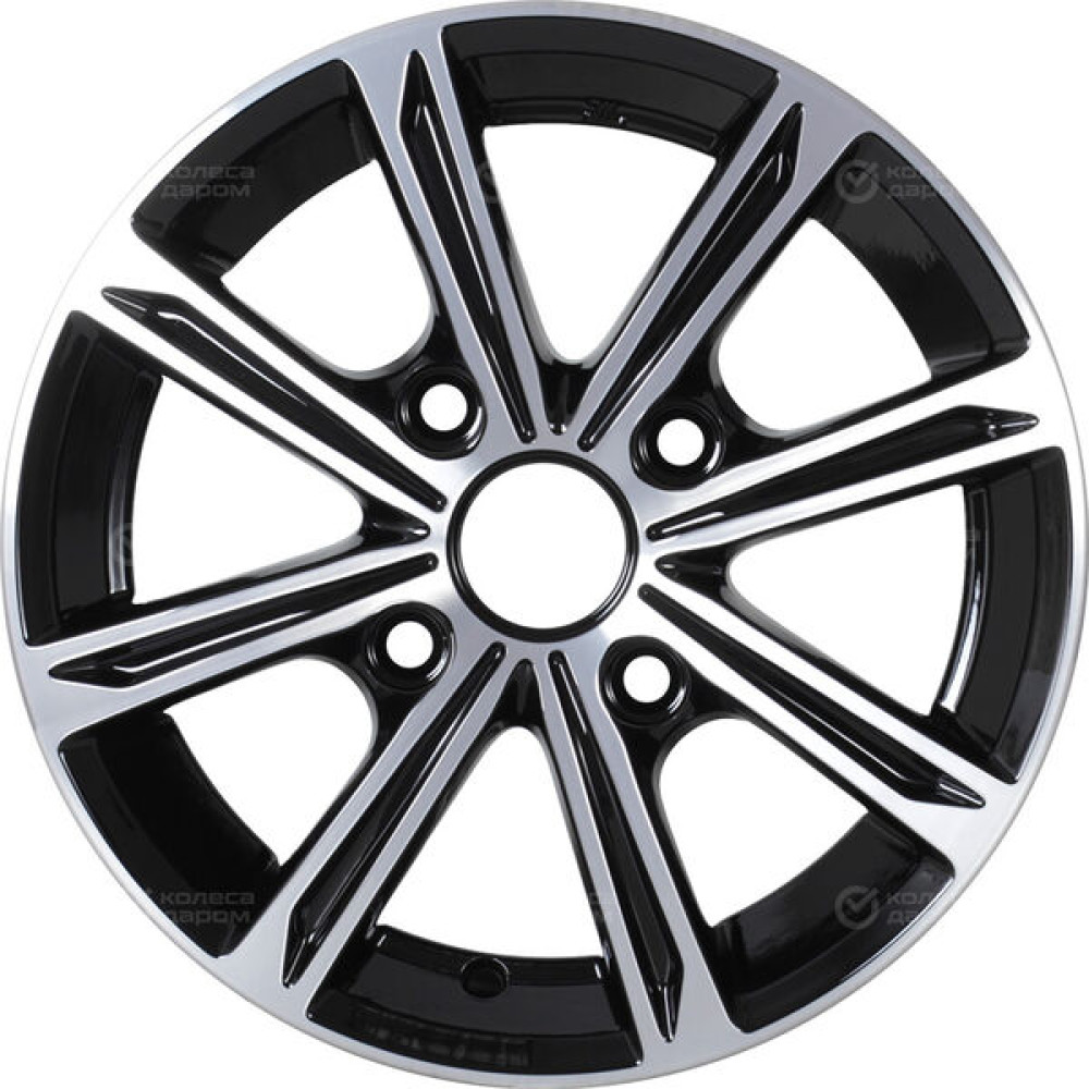 Колесный диск КиК Флэш 5xR14 4x100 ET35 DIA67.1 черный глянцевый с полированными элементами лицевой поверхности