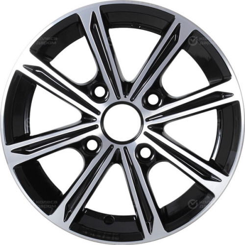 Колесный диск КиК Флэш 5xR14 4x100 ET35 DIA67.1 черный глянцевый с полированными элементами лицевой поверхности