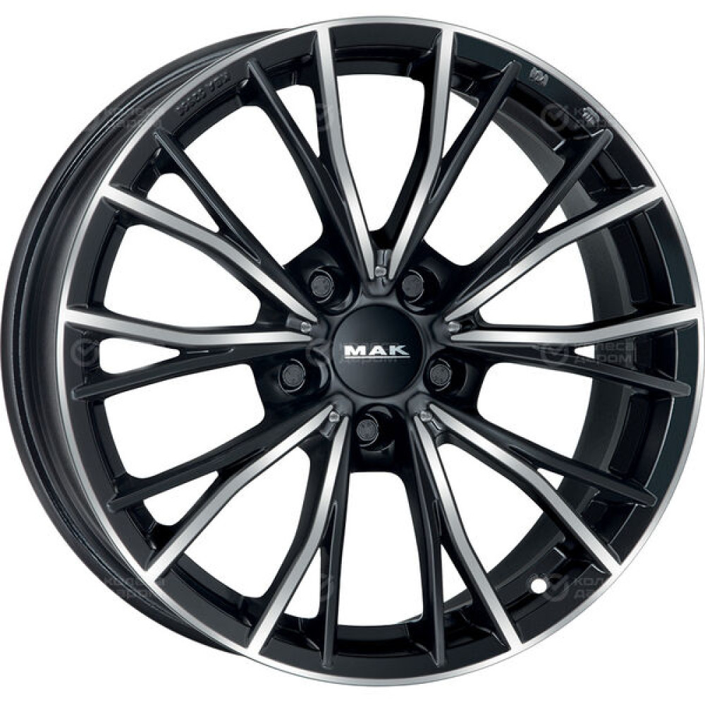 Колесный диск MAK Mark 8xR18 5x120 ET52 DIA72.6 черный глянцевый с полированной лицевой частью