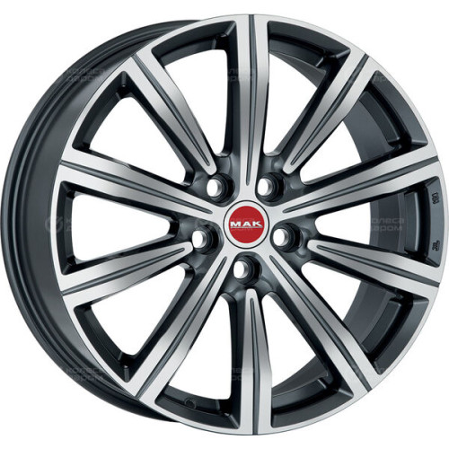 Колесный диск MAK Birmingham 9xR22 5x112 ET48 DIA66.6 серый с полированной лицевой частью