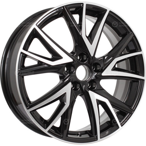 Колесный диск КиК Кайлас 6.5xR18 5x112 ET38 DIA66.6 черный глянцевый с полированными элементами лицевой поверхности
