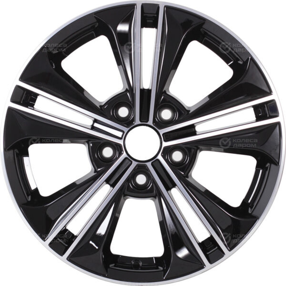 Колесный диск KDW KD1635 (16_Creta) 6xR16 5x114.3 ET43 DIA67.1 глянцевый черный с полированной лицевой частью