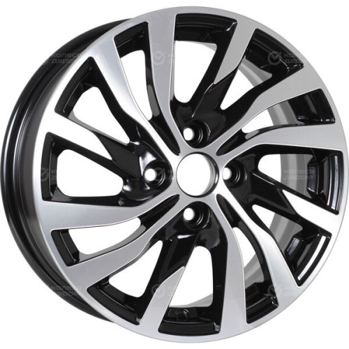 Колесный диск KDW KD1546 (15_Vesta) 6xR15 4x100 ET50 DIA60.1 (уценка) глянцевый черный с полированной лицевой частью