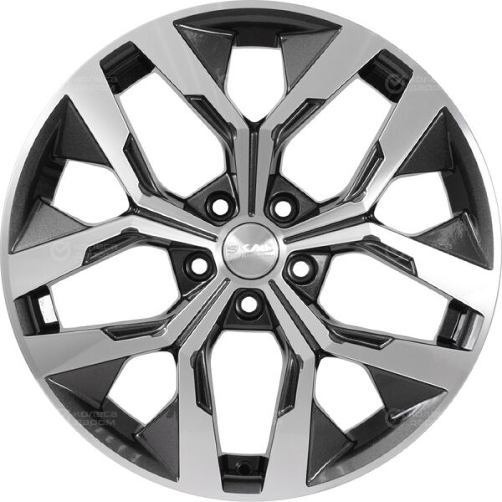 Колесный диск СКАД Ламберт 7.5xR18 5x114.3 ET45 DIA60.1 темно-серый глянцевый с полированной лицевой частью