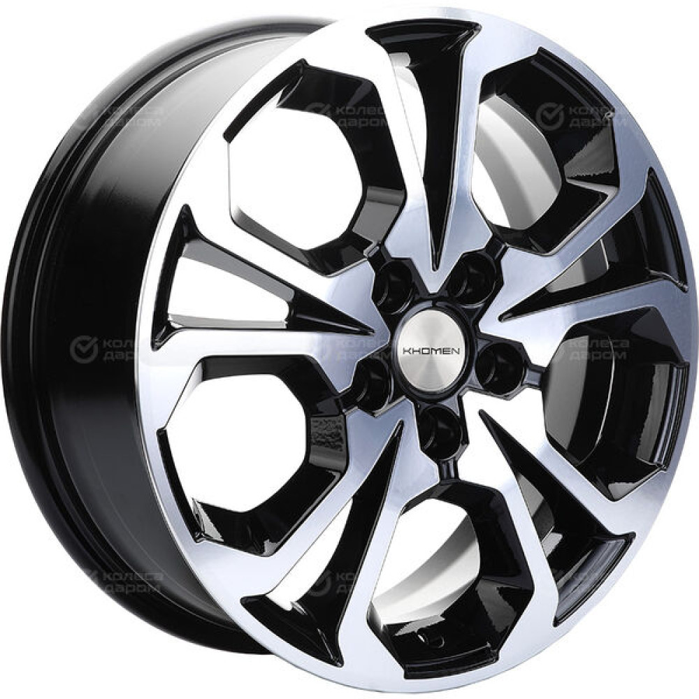 Колесный диск KHOMEN KHW1711 (17_ZV Chery tigo 7pro) 6.5xR17 5x108 ET33 DIA60.1 глянцевый черный с полированной лицевой частью