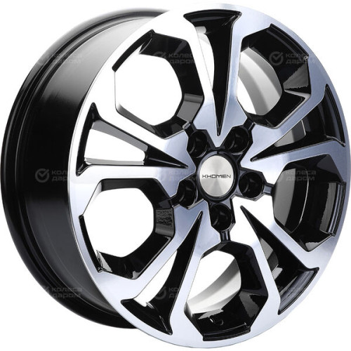 Колесный диск KHOMEN KHW1711 (17_ZV Chery tigo 7pro) 6.5xR17 5x108 ET33 DIA60.1 глянцевый черный с полированной лицевой частью