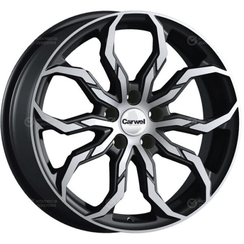 Колесный диск Carwel Аргунь 234 7.5xR18 5x108 ET50.5 DIA63.35 чёрный глянцевый с полированной лицевой поверхностью