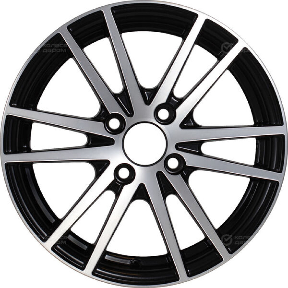 Колесный диск Tech Line 535 6xR15 5x100 ET45 DIA57.1 глянцевый черный с полированной лицевой частью