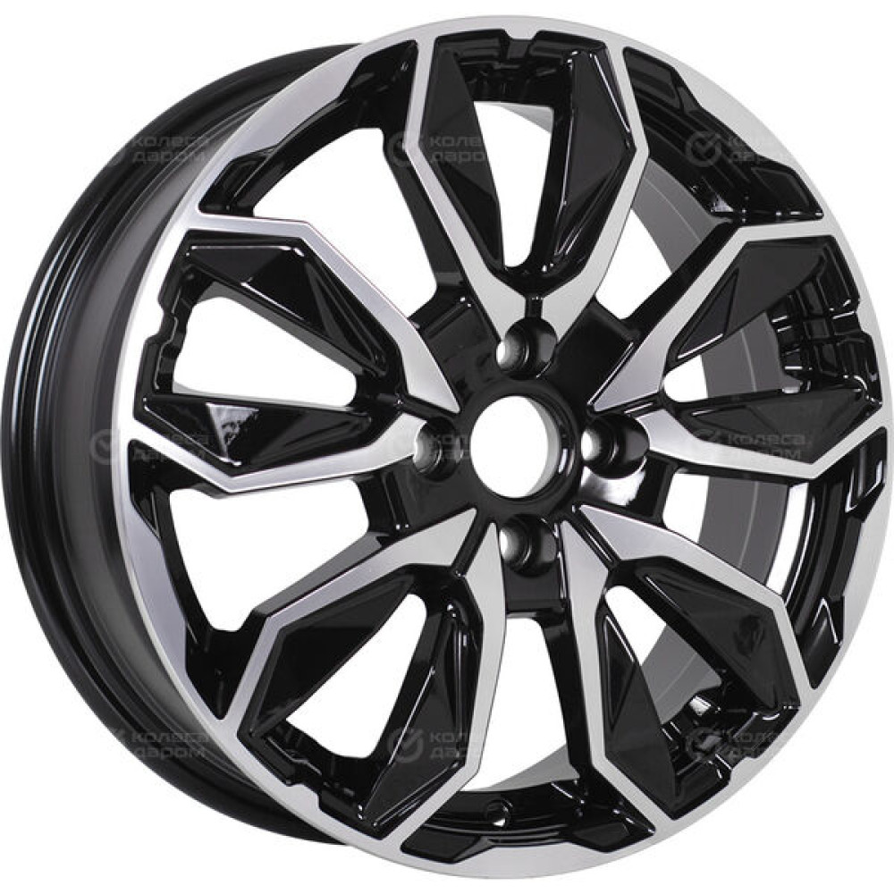 Колесный диск СКАД Сочи 6xR16 4x100 ET45 DIA60.1 черный глянцевый с полированной лицевой поверхностью