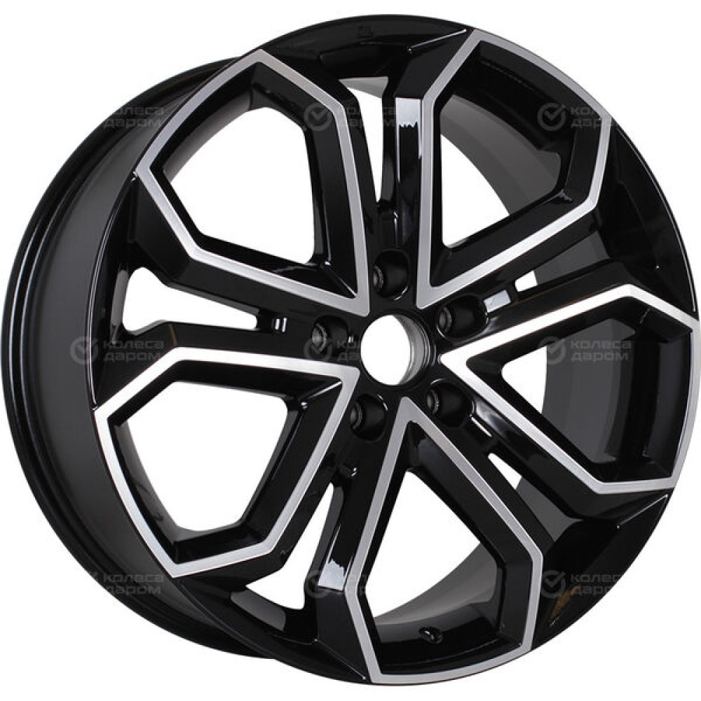 Колесный диск КиК Пандора 8.5xR19 5x114.3 ET45 DIA64.1 черный глянцевый с полированными элементами лицевой поверхности
