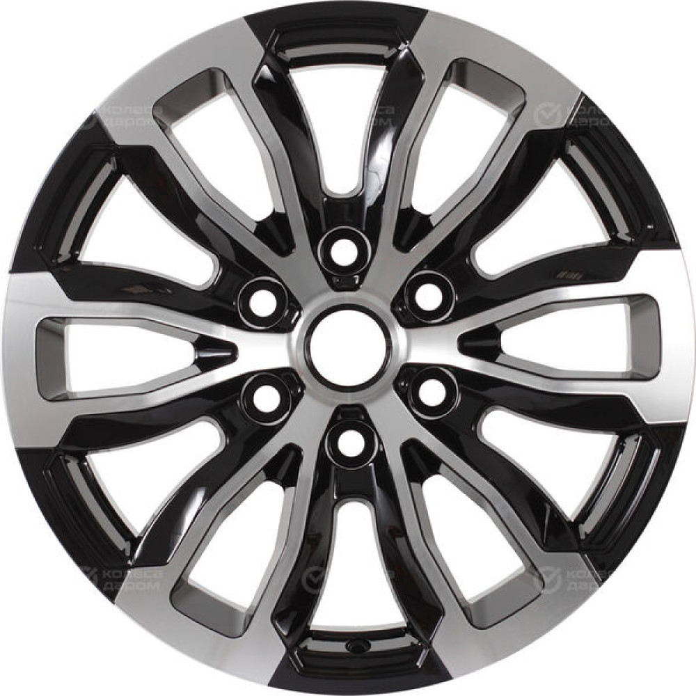 Колесный диск КиК Меконг 7.5xR18 6x139.7 ET25 DIA106.1 (уценка) черный глянцевый с полированными элементами лицевой поверхности