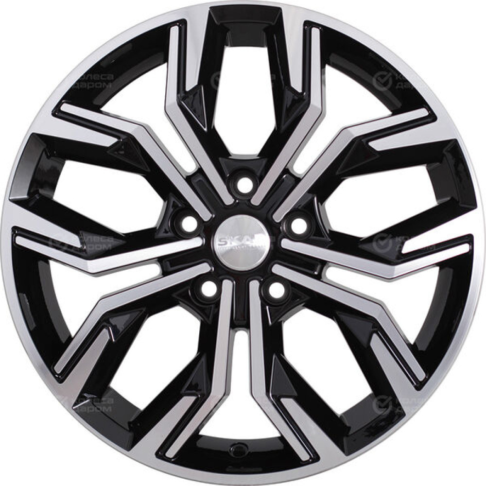 Колесный диск СКАД Амиата 7xR17 4x100 ET37 DIA67.1 черный глянцевый с полированной лицевой поверхностью