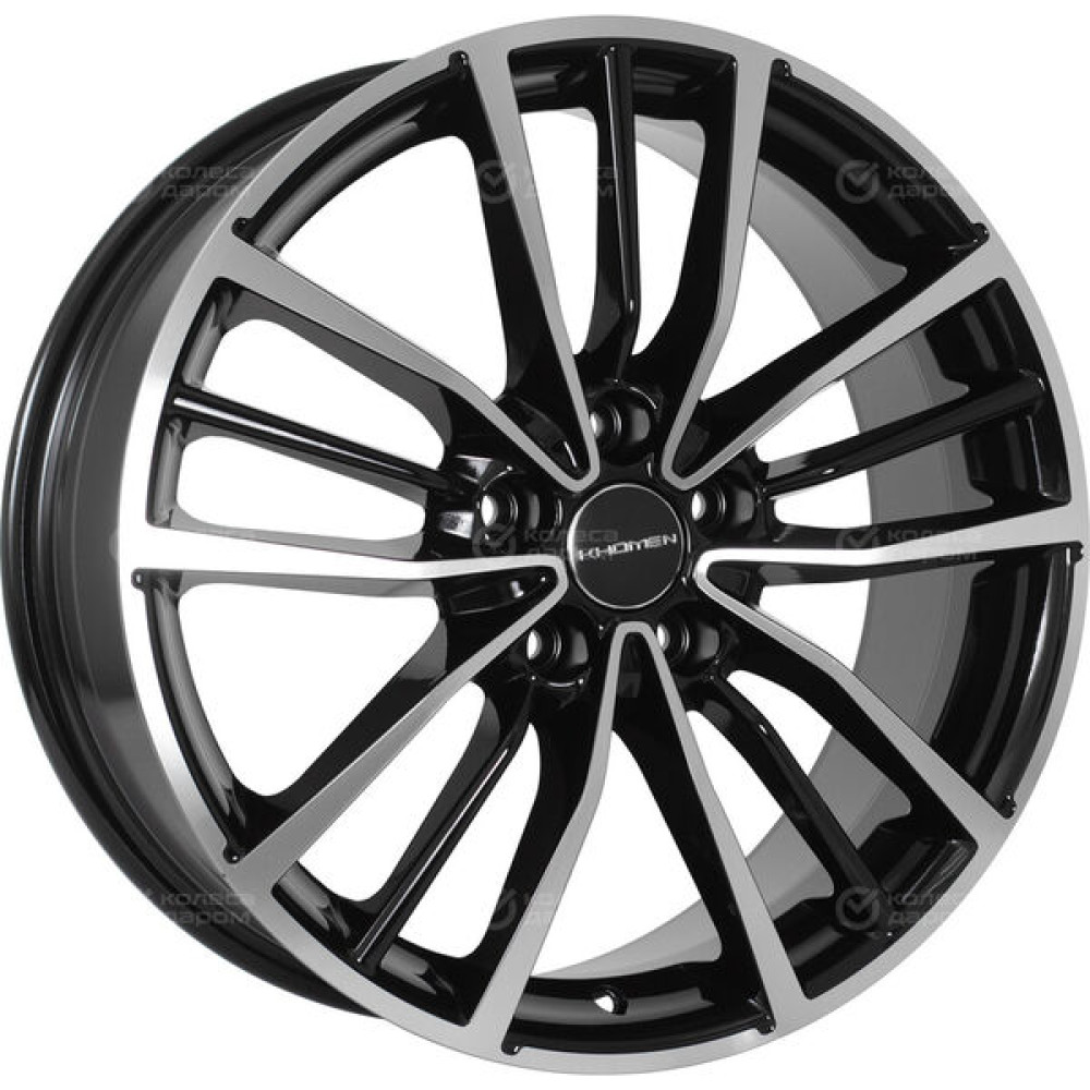 Колесный диск KHOMEN KHW1812 (Chery Tiggo 4/Tiggo 7 Pro) 7xR18 5x108 ET33 DIA60.1 глянцевый черный с полированной лицевой частью