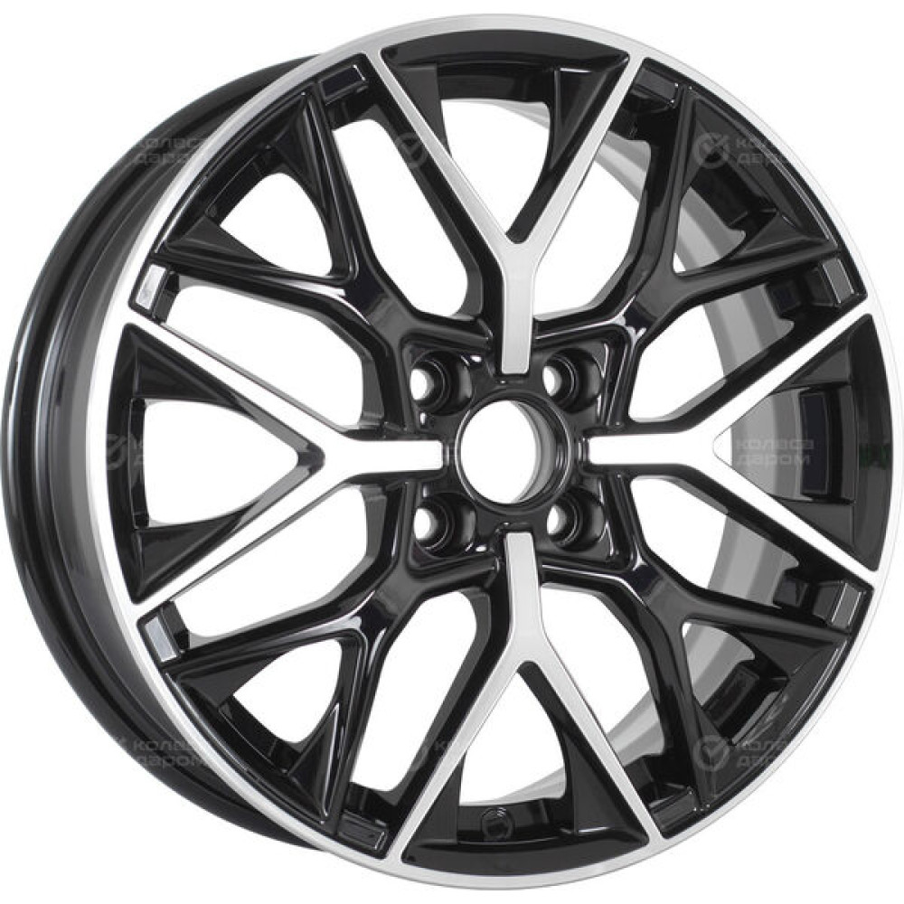 Колесный диск WUP Up101 6xR16 4x100 ET45 DIA54.1 черный глянцевый с полированными элементами лицевой поверхности