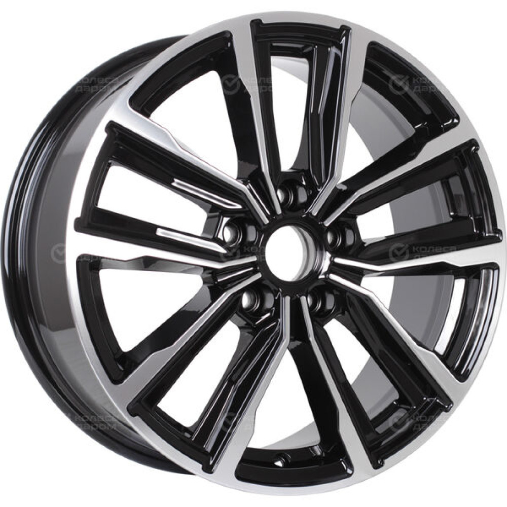 Колесный диск КиК Лацио 7.5xR17 5x108 ET45 DIA67.1 черный глянцевый с полированными элементами лицевой поверхности