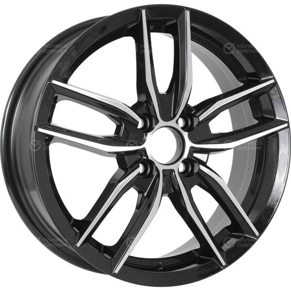 Колесный диск RST R076 6xR16 4x100 ET48 DIA60.1 (уценка) глянцевый черный с полированной лицевой частью