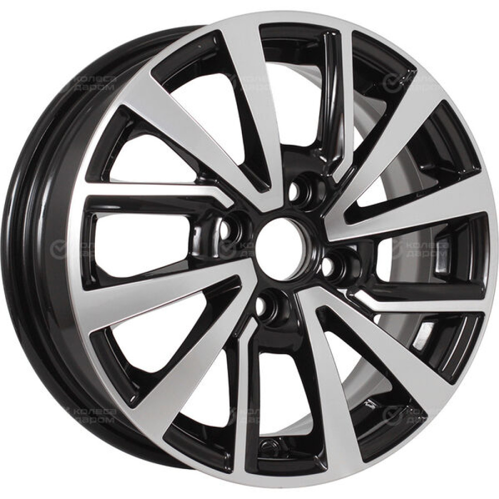 Колесный диск KDW KD1430 5.5xR14 4x100 ET40 DIA60.1 глянцевый черный с полированной лицевой частью