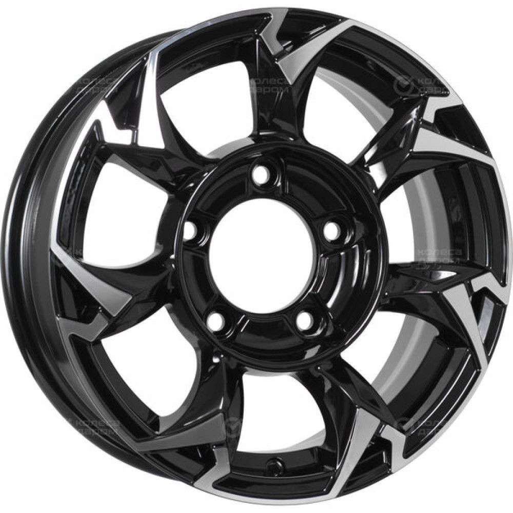 Колесный диск KHOMEN KHW1505 (Niva 4x4) 5.5xR15 5x139.7 ET5 DIA98.5 глянцевый черный с полированной лицевой частью