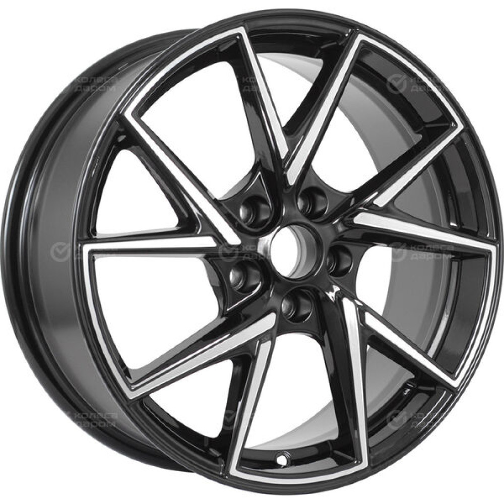 Колесный диск WUP Up105 7xR17 5x114.3 ET45 DIA60.1 черный глянцевый с полированными элементами лицевой поверхности