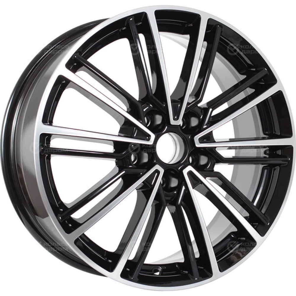 Колесный диск КиК Эрфурт 7xR17 5x114.3 ET45 DIA66.1 черный глянцевый с полированными элементами лицевой поверхности