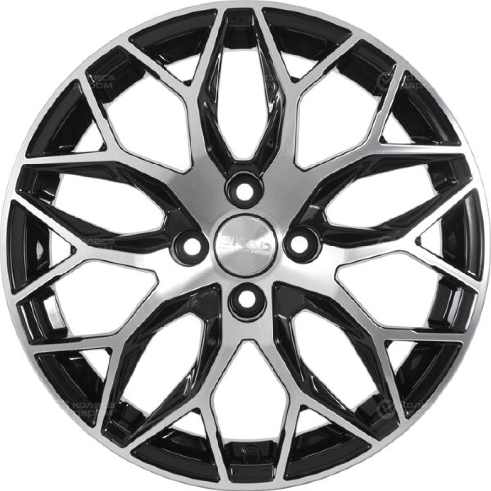 Колесный диск СКАД Фабиан 6xR16 4x100 ET40 DIA67.1 черный глянцевый с полированной лицевой поверхностью