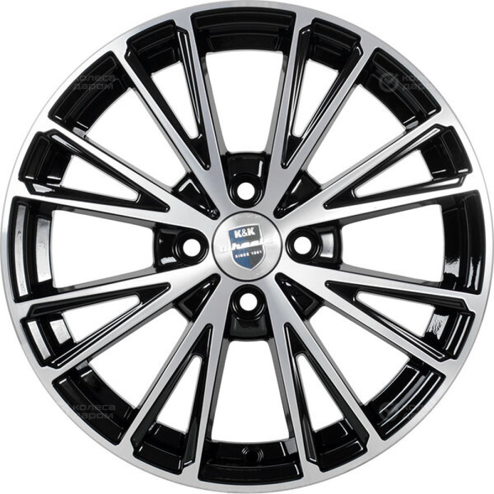Колесный диск КиК Меандр 6xR16 4x108 ET47.5 DIA63.35 черный глянцевый с полированными элементами лицевой поверхности