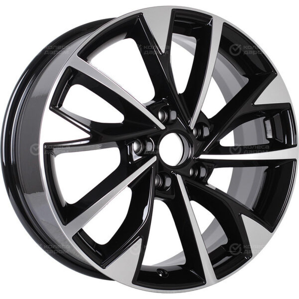 Колесный диск КиК Роквуд 7xR17 5x114.3 ET50 DIA67.1 черный глянцевый с полированной лицевой поверхностью