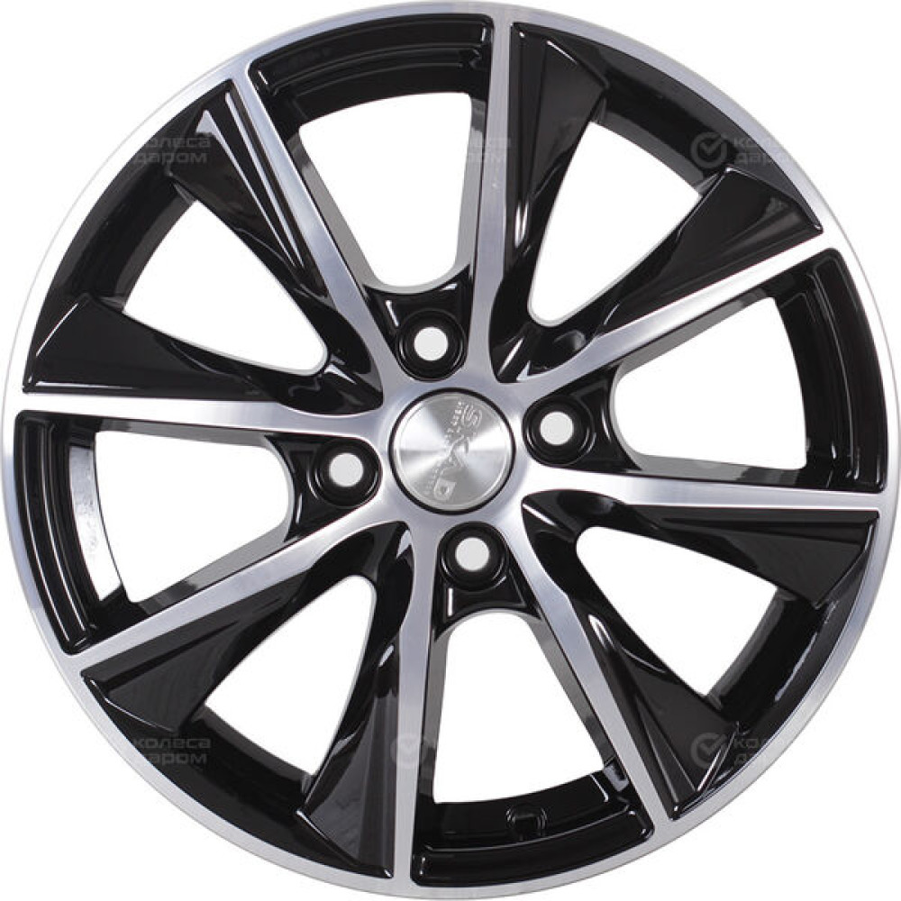 Колесный диск СКАД Порту 6xR15 4x100 ET40 DIA67.1 черный глянцевый с полированной лицевой поверхностью