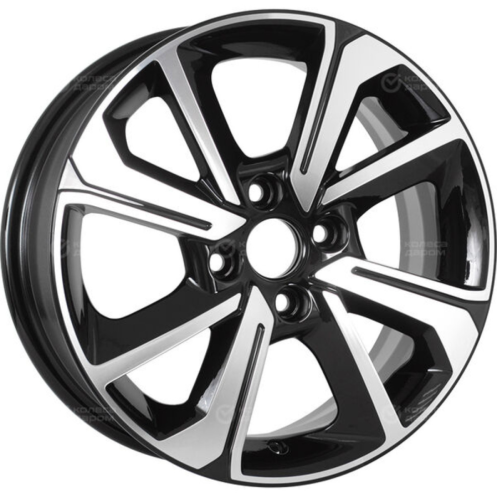 Колесный диск Carwel Воже 1501 6xR15 4x100 ET39 DIA56.6 чёрный глянцевый с полированной лицевой частью