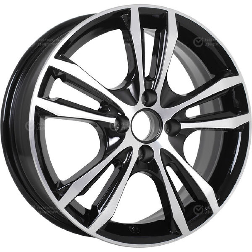Колесный диск КиК Samara 6xR16 4x108 ET47.5 DIA63.35 (уценка) черный глянцевый с полированными элементами лицевой поверхности
