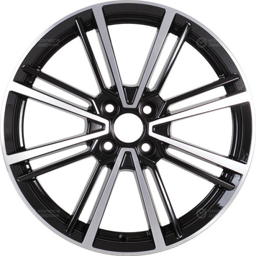 Колесный диск КиК Эрфурт 7xR17 4x100 ET41 DIA60.1 черный глянцевый с полированными элементами лицевой поверхности