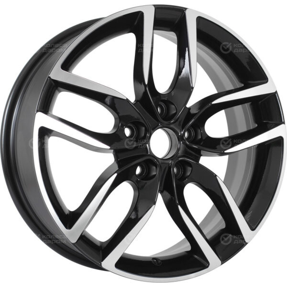 Колесный диск KHOMEN KHW1708 (17_ZV Chery tigo) 6.5xR17 5x108 ET33 DIA60.1 глянцевый черный с полированной лицевой частью