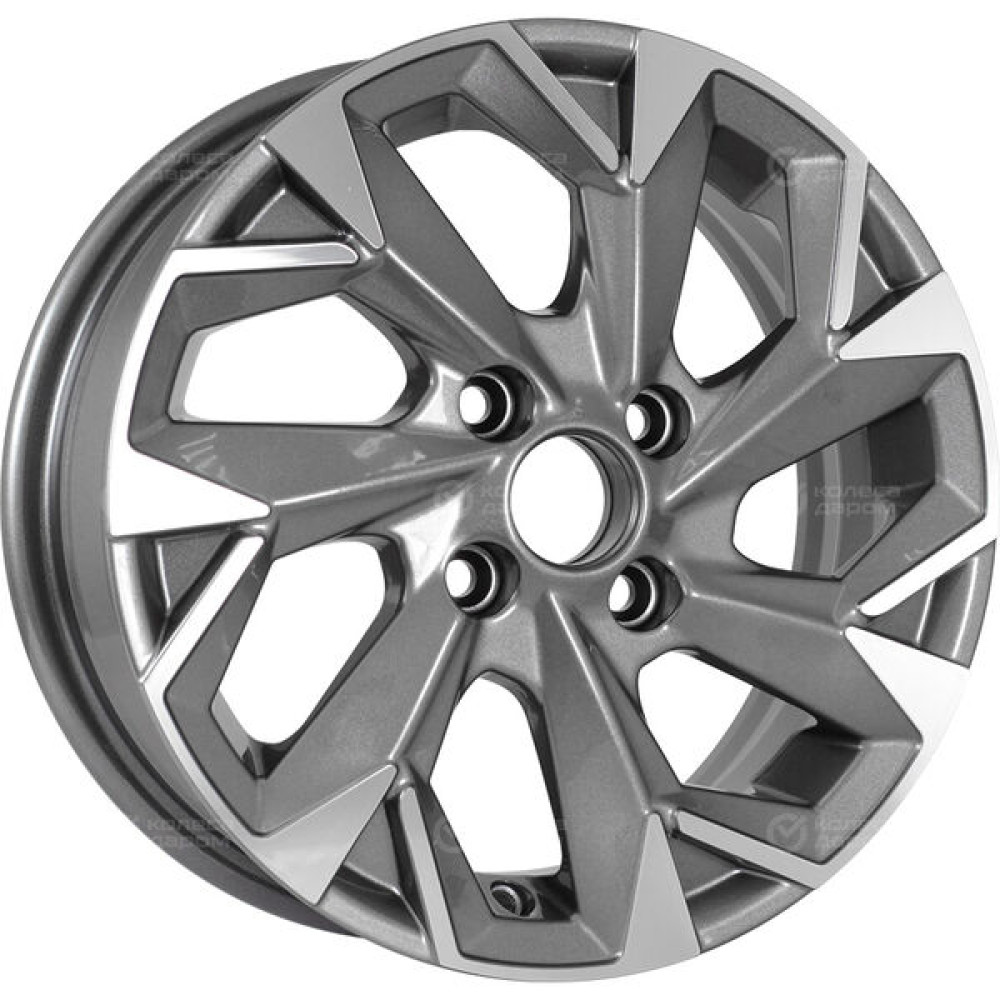 Колесный диск Carwel Вага 1402 5.5xR14 4x100 ET38 DIA67.1 серый с полированной лицевой частью