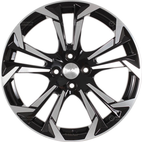Колесный диск СКАД Дунай 7xR17 4x100 ET43 DIA60.1 черный глянцевый с полированной лицевой поверхностью