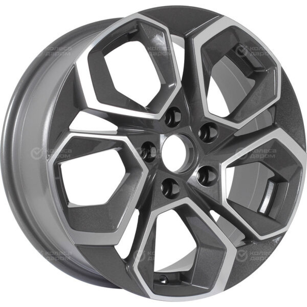 Колесный диск KDW KD1620 6.5xR16 4x100 ET45 DIA60.1 (уценка) темно-серый с полированной лицевой частью