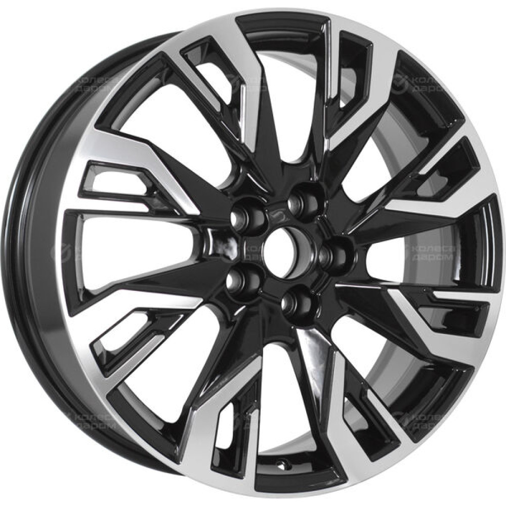 Колесный диск KHOMEN KHW1809 (18_ZV Haval DARGO) 7xR18 5x114.3 ET40 DIA66.5 глянцевый черный с полированной лицевой частью