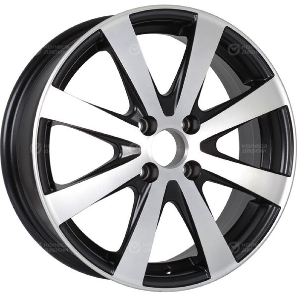 Колесный диск Tech Line 534 5.5xR15 4x100 ET45 DIA60.1 (уценка) матовый черный с полированной лицевой частью