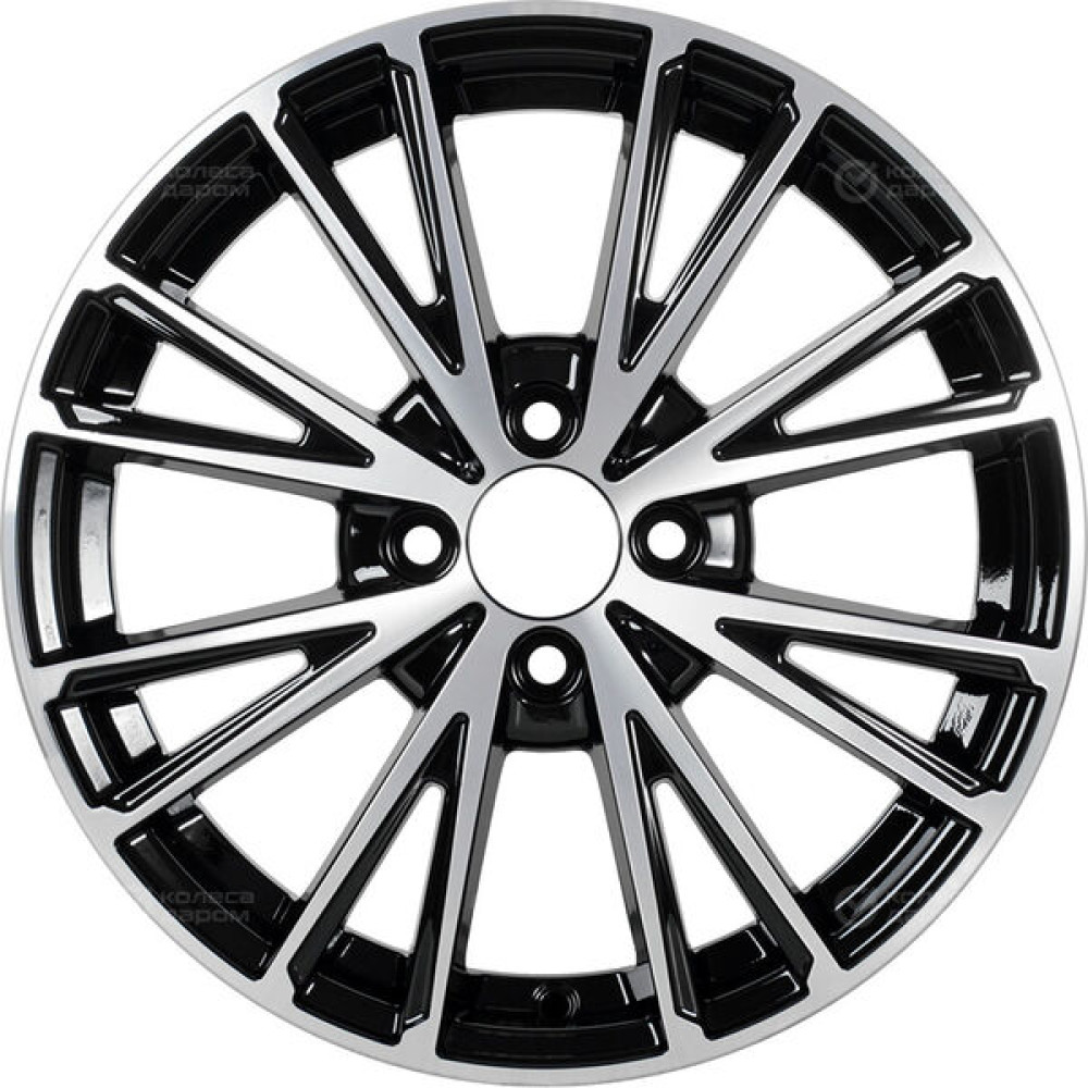 Колесный диск КиК Меандр 6xR15 4x100 ET45 DIA67.1 черный глянцевый с полированными элементами лицевой поверхности