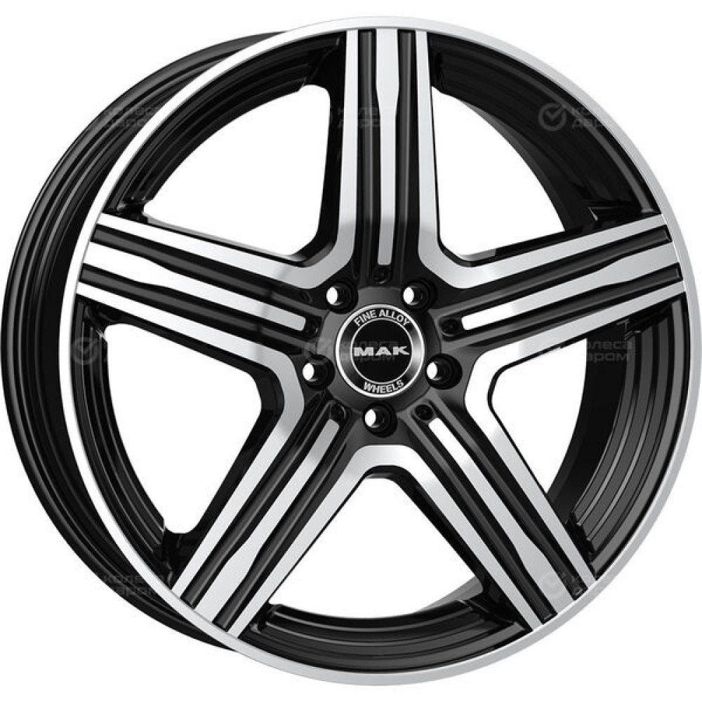 Колесный диск MAK Lewis 8xR19 5x112 ET20 DIA66.6 чёрный глянцевый с полированной лицевой частью
