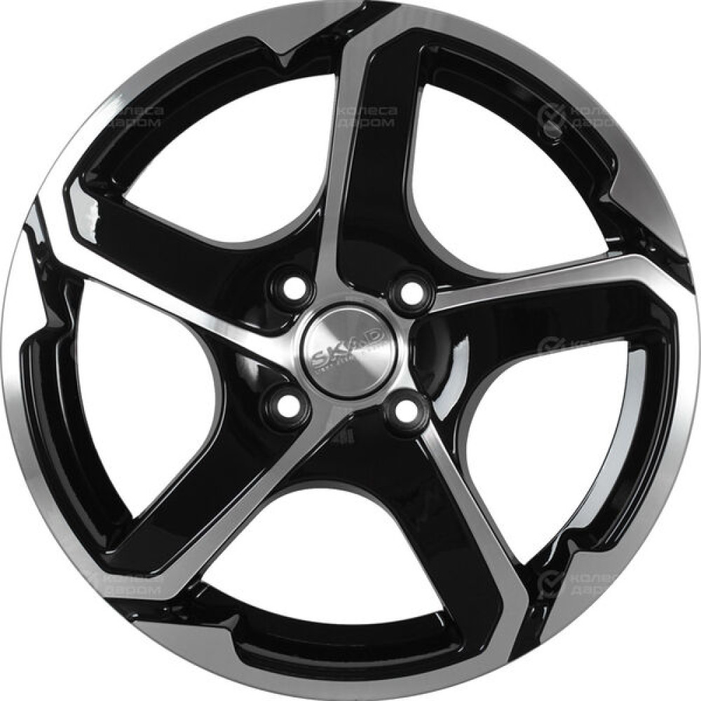 Колесный диск СКАД Аллигатор 6xR15 4x100 ET38 DIA67.1 черный глянцевый с полированной лицевой поверхностью