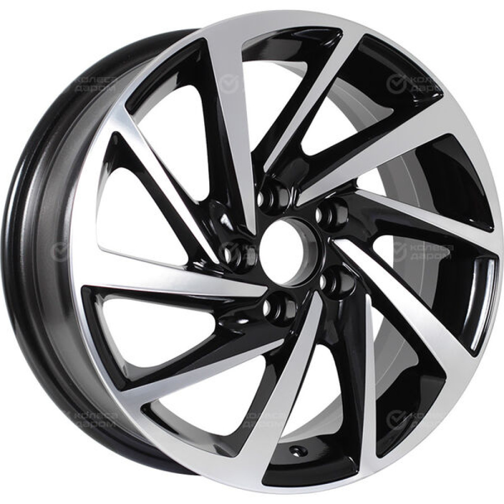 Колесный диск KDW KD1530 6xR15 4x100 ET46 DIA60.1 (уценка) глянцевый черный с полированной лицевой частью