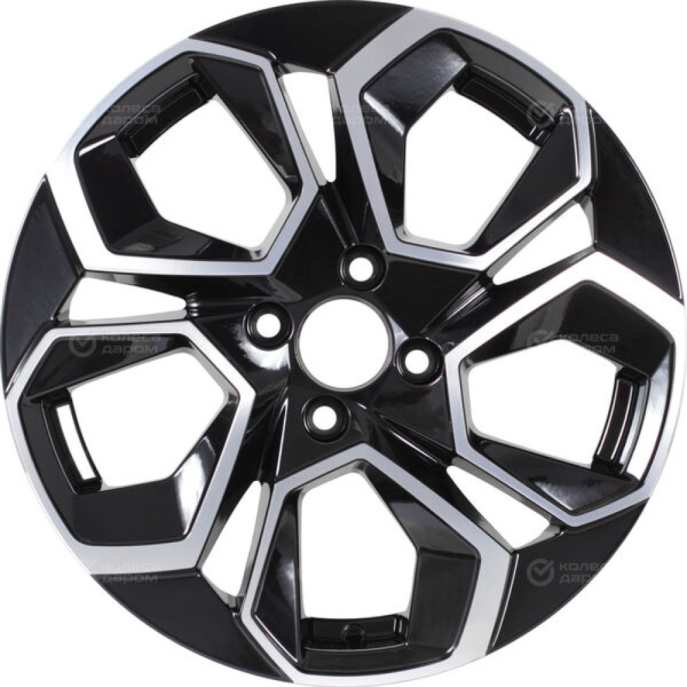 Колесный диск KDW KD1620 6.5xR16 4x100 ET45 DIA60.1 (уценка) глянцевый черный с полированной лицевой частью