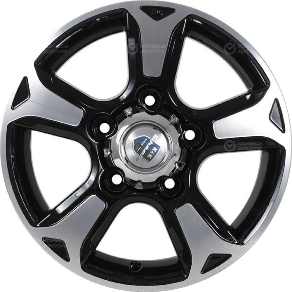 Колесный диск КиК Атлант 7xR16 5x139.7 ET35 DIA98 черный глянцевый с полированными элементами лицевой поверхности