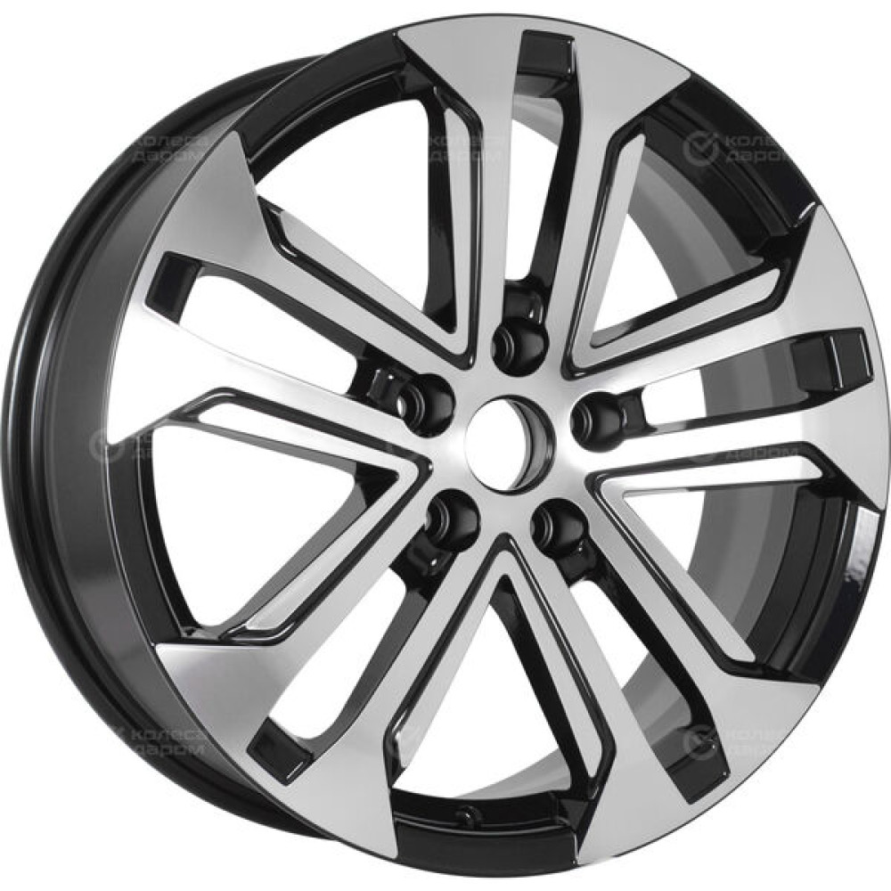 Колесный диск KHOMEN KHW1803 (Chery Tiggo 4/Tiggo 7 Pro) 7xR18 5x108 ET33 DIA60.1 глянцевый черный с полированной лицевой частью