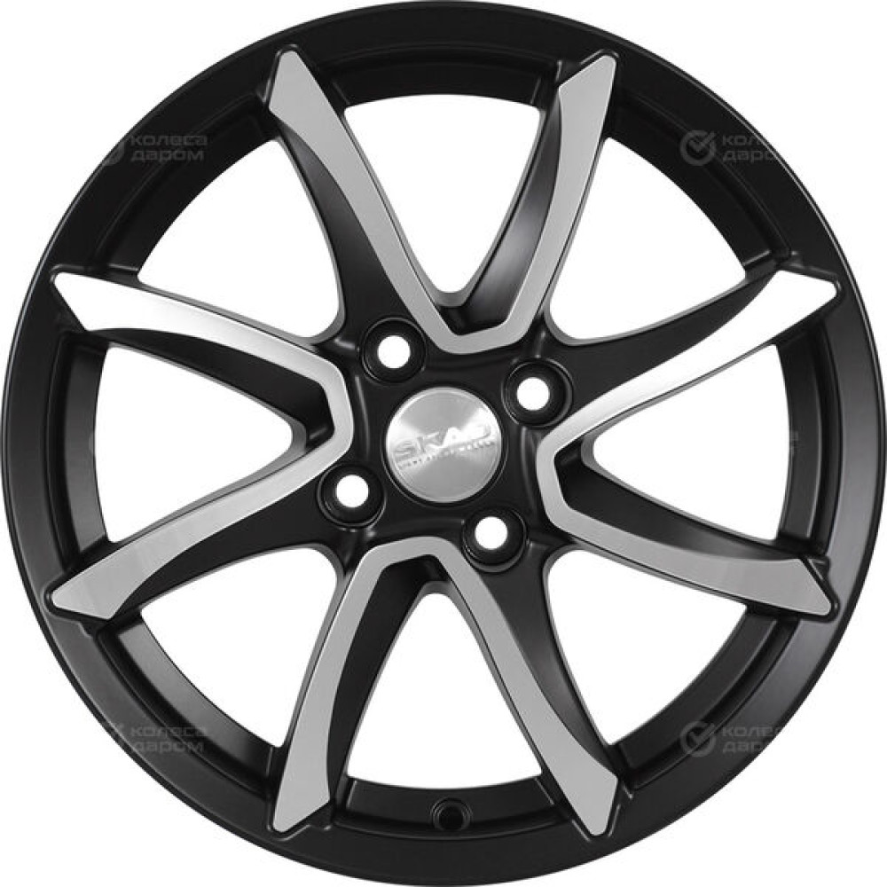 Колесный диск СКАД Осака 6xR15 4x100 ET46 DIA54.1 черный матовый с полированным элементом