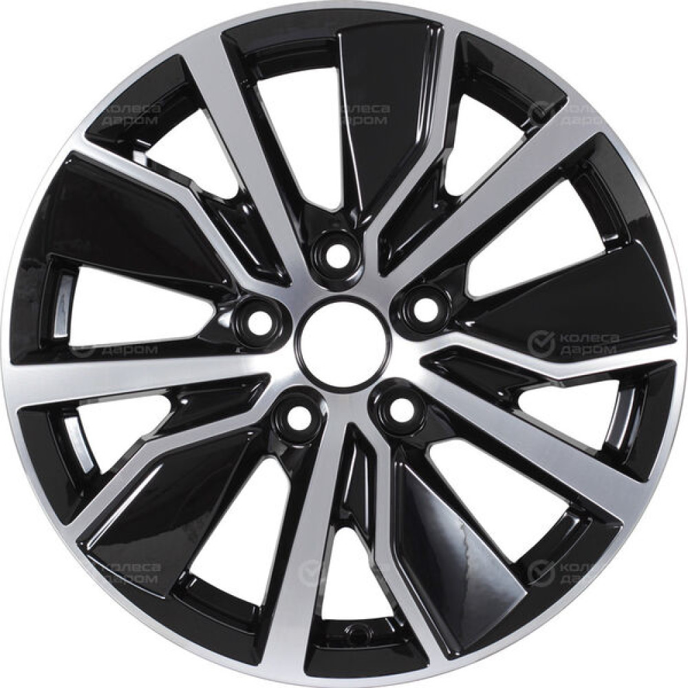 Колесный диск КиК Гамбит 6.5xR16 5x108 ET50 DIA63.35 (уценка) черный глянцевый с полированными элементами лицевой поверхности