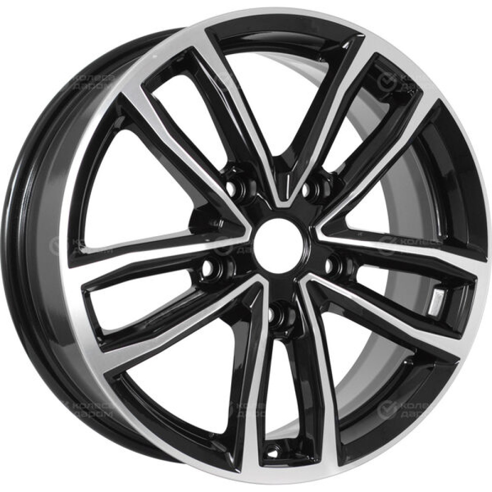 Колесный диск КиК Каланг 6.5xR17 5x114.3 ET45 DIA54.1 черный глянцевый с полированными элементами лицевой поверхности